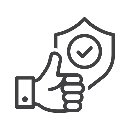 The image displays an icon of a hand giving a thumbs up inside a shield with a checkmark, symbolizing approval, protection, or endorsement.