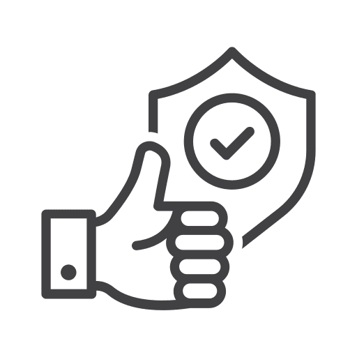 The image displays an icon of a hand giving a thumbs up inside a shield with a checkmark, symbolizing approval, protection, or endorsement.